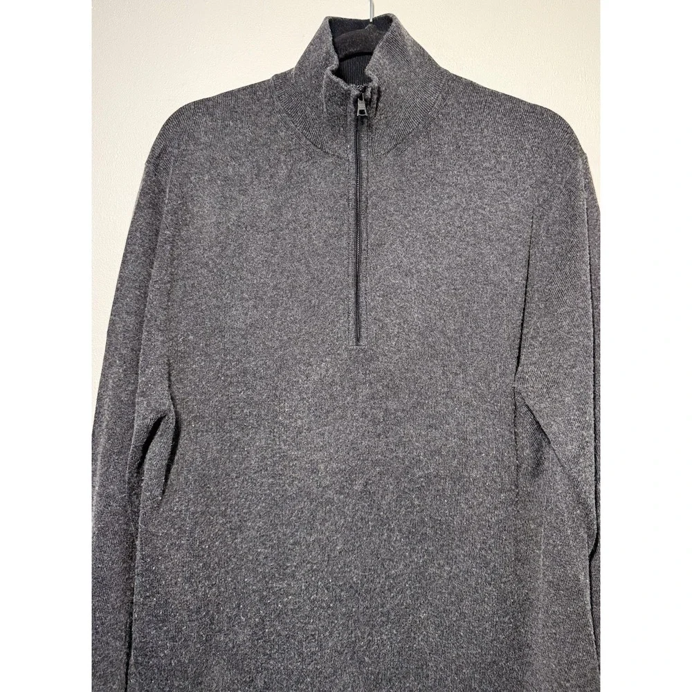 Banana Republic 1/4 Zip Pullover Sweater Men's L Gray Knit Silk Cashmere Blend